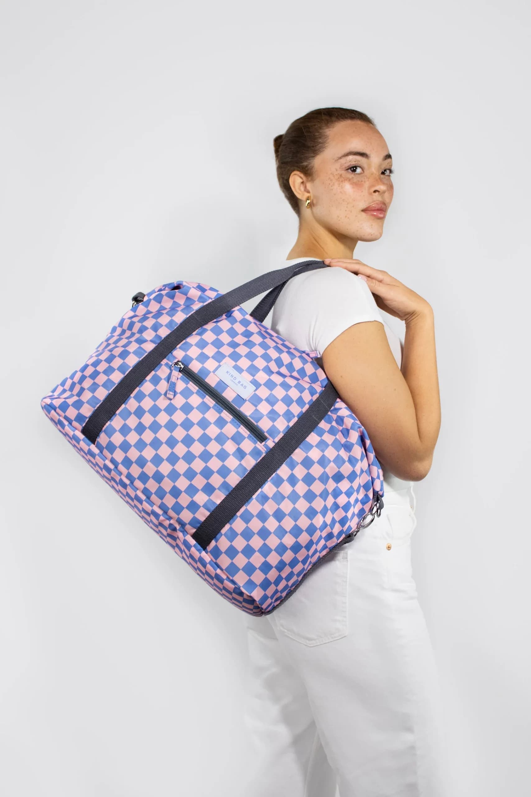 KINDBAG Çanta udhëtimit | Checkerboard Blue & Pink